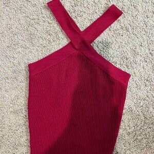 Wine Cross Front Top Ribbed